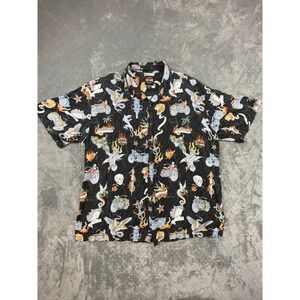 Harley Davidson Men XL Graphic Short Sleeve Button Shirt Tattoo Skull Motorcycle